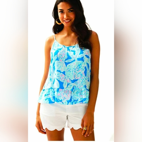 Lilly Pulitzer Coral Top Into The Deep Size Small - Picture 1 of 8